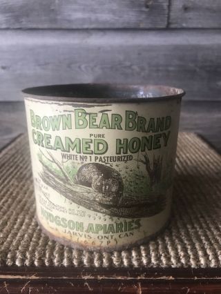 Vintage Honey Tin Brown Bear Brand Honey