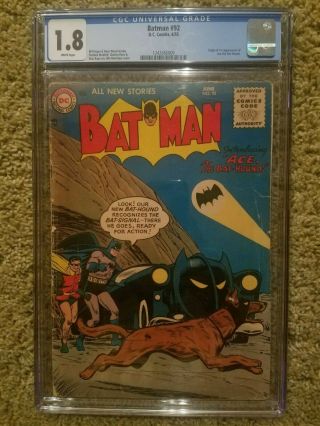Batman 92 Cgc 1.  8 Dc Comics 1st Appearance Of Ace The Bat - Hound