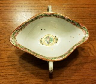 Antique Rose Medallion Chinese Export Porcelain Double Handle Bowl