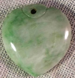 Natural 2 Color Burmese A Grade Jadeite Jade Heart Shaped Pendant 2