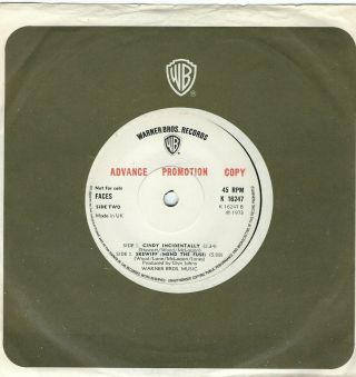 Rod Stewart & The Faces - Cindy Incidentally - Uk Demo Single - With Paperwork