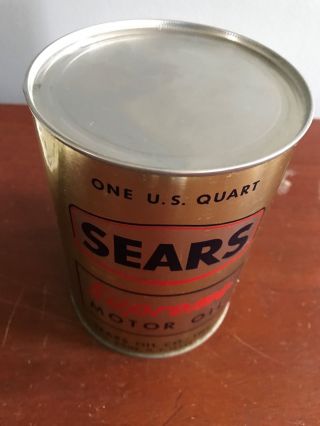 vintage metal SEARS SUPREME MOTOR OIL 1 qt can empty factory display no holes 4