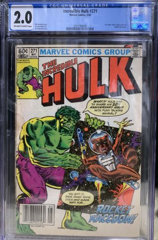 The Incredible Hulk 271 Cgc 2.  0 First Appearance Of Rocket Raccoon