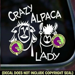 Crazy Alpaca Lady Vinyl Decal Sticker Love Breed Pack Car Window Trailer Sign