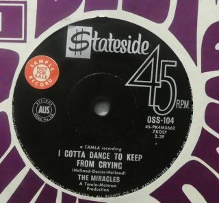 The Miracles I Gotta Dance To Keep Promo 45 Stateside Australia Oss - 104 Tamla