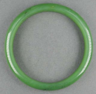 Fine Antique Chinese Carved Green Nephrite Jade Bangle Bracelet