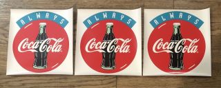 Vintage Old Stock Coca Cola Decal Stickers 10 X 11” “always Coca Cola”