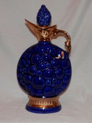 Vintage 1963 Jim Beam Cobalt Blue Grape Whiskey Decanter Regal China