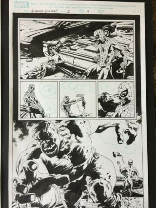 Marvel Zombies 3,  Page 9,  Art,  1/2 Splash,  Signed (one Of The Best)