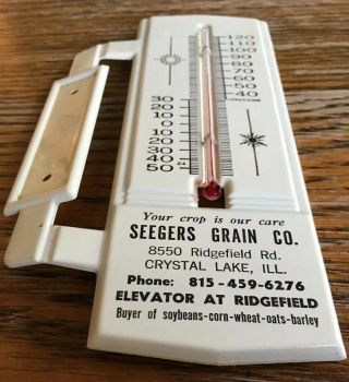 Vintage Advertising Metal Wall Thermometer.  Sergers Grain Co.