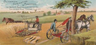 Trade Card Champion Harvesting Machines Agricultural,  Industrial