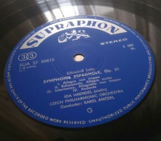 Ida Haendel /violin/ Lalo Ravel Supraphon SUA ST 50615 STEREO 1969 NM 3