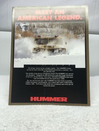 Rare Early 1992 Hummer H1 2 Page Brochure