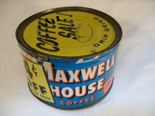 Vintage Maxwell House 1 Lb Drip Grind Coffee Can