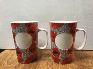 2 2015 Starbucks Red Poppies With Black Dots Coffee - Tea Cups - Mugs