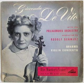 Brahms ‎violin Concerto Gioconda De Vito Rudolf Schwarz Hmv Alp 1104