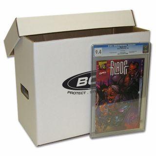 10 Bcw Graded Comic Book Boxes - White Cardboard Storage Box Fits Cdc Comics