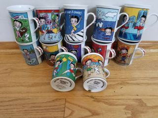 Danbury Kings Features Betty Boop Set Of 12 Fine Porcelain Coffee Cups Mugs