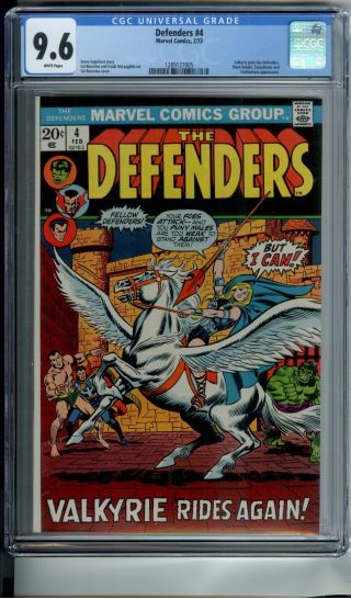 Defenders 4 Cgc 9.  6 White Pages Valkyrie Joins The Defenders Case