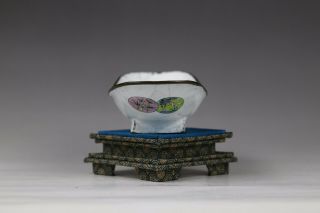 19th century,  A rare chinese Beijing enamel BOAT - SHAPED tea plate 5