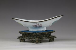 19th century,  A rare chinese Beijing enamel BOAT - SHAPED tea plate 6