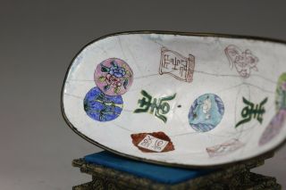 19th century,  A rare chinese Beijing enamel BOAT - SHAPED tea plate 7