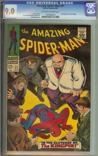 Spider - Man 51 Cgc 9.  0 Ow/wh Pages
