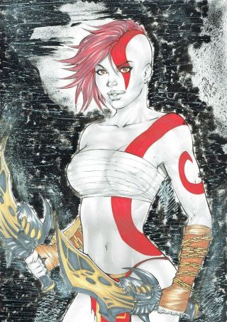 Goddess Of War (female Kratos) By Lanio Sena Comic Art God Of War 11x17
