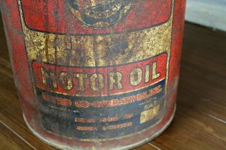 Vintage UNICO Motor Oil Metal Can 5 Gallon United Co Operative Oil Advertising 4