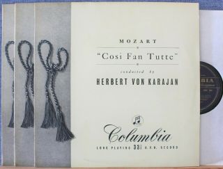 Karajan (w Schwarzkopf; Etc).  Mozart (cosi Fan Tutte).  Col 33cx 1262 - 4 (3).  Nm