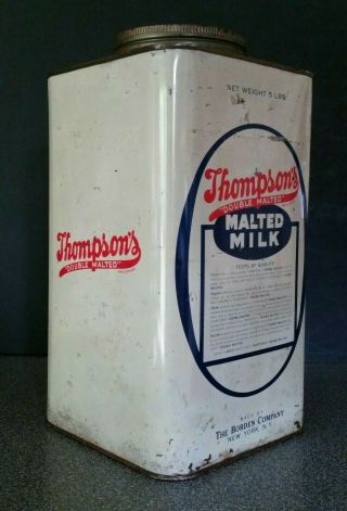 Vintage Thompson’s Double Malted Milk 5 Lbs Metal Container