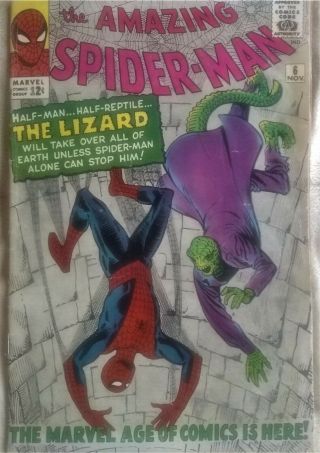 Spider - Man 6 Fn 6.  5 Marvel 1963 Origin & 1st Lizard Spiderman Connors