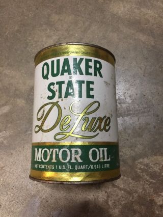Quaker State Deluxe 10w 40 Hd Motor Oil 32oz Cardboard Can Full Vintage Nos