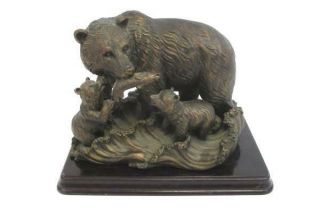 Always & Forever Collectible Fishing Bears Bronze Finish Sculpture Cherry