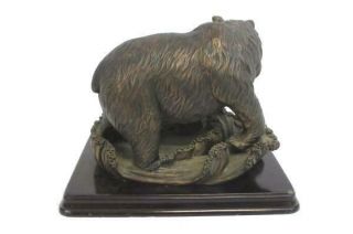Always & Forever Collectible FISHING BEARS Bronze Finish Sculpture Cherry 2