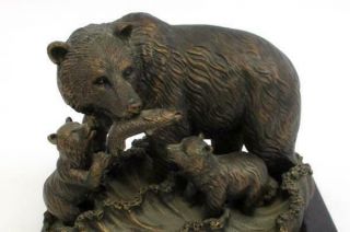 Always & Forever Collectible FISHING BEARS Bronze Finish Sculpture Cherry 3