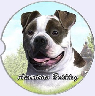 American Bulldog Car Coaster Absorbent Keep Cup Holder Dry Stoneware Dog Pet