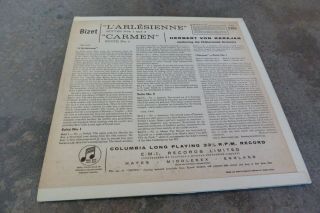 Bizet L ' Arlesienne & Carmen Karajan Columbia Stereo B/S SAX 2289 Rare UK ED1 LP 4