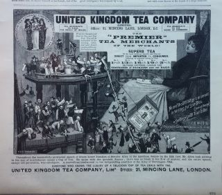 1893 United Kingdom Tea Company " Premier Tea Merchants " Vintage Print Ad