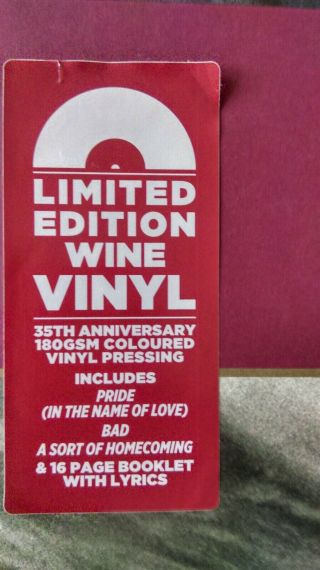 U2 The Unforgettable Fire Vinyl 35th Anniversary Red Vinyl Nm