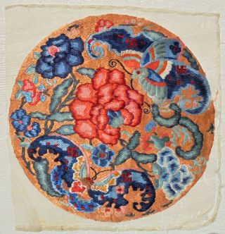 Cina (china) : Old Chinese Embroidered Circular Panel