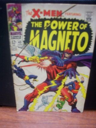X - Men 43 " The Power Of Magneto " G/vg - 1968 George Tuska Art