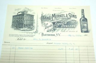 1913 ISAAC MERKEL & SONS LETTERHEAD INVOICE FOR 20 CASES SCHLITZ PRE - PROHIBITION 2
