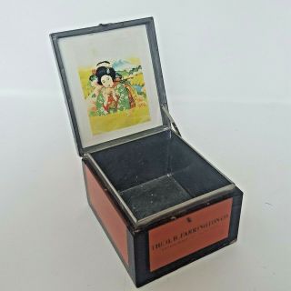 Vintage Japanese Tea Box Tin G.  B.  Farrington Co Painting Unique