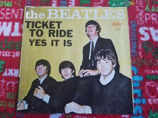 The Beatles 45 Picture Sleeve Ticket To Ride,  1965 Capitol