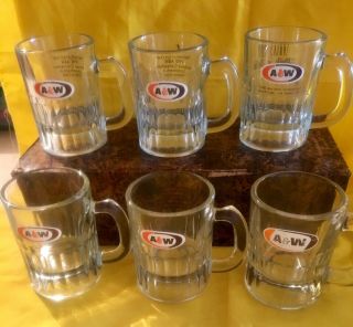 6 Vintage A&w Root Beer Glass Mugs Miniatures - Franchise Conference - 1 Canadian