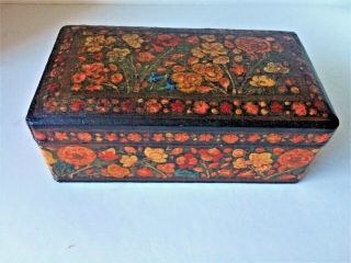 Antique Kashmir Wooden Hand Painted Jewelry Box