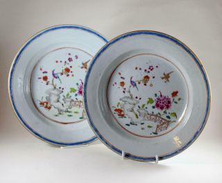 Antique Circa 1750 Chinese Porcelain Famille Rose Plates