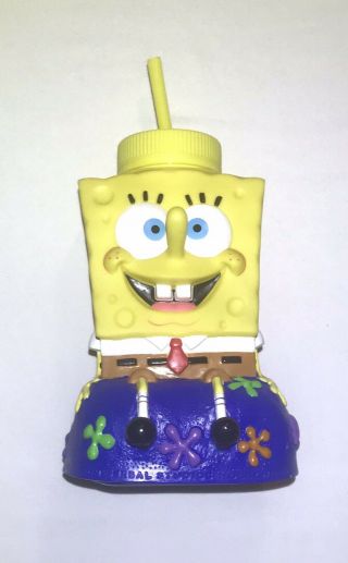 2002 Spongebob Squarepants Universal Studios Viacom Drinking Cup Figure W/straw