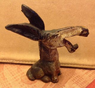 Vintage Cast Iron Figural Laughing Donkey Mule Bottle Opener Democrat